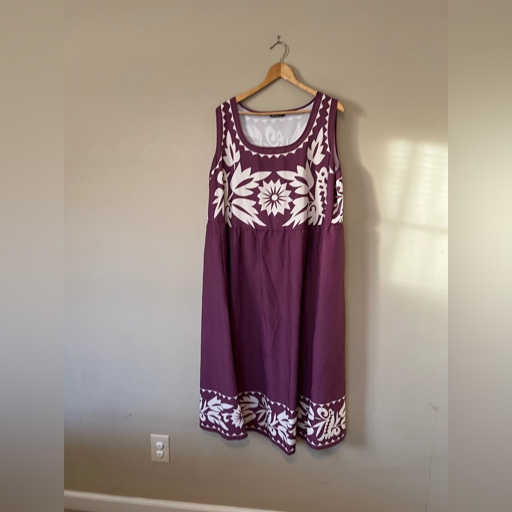 Boho Print Square Neck Elastic Waist Tank Dress